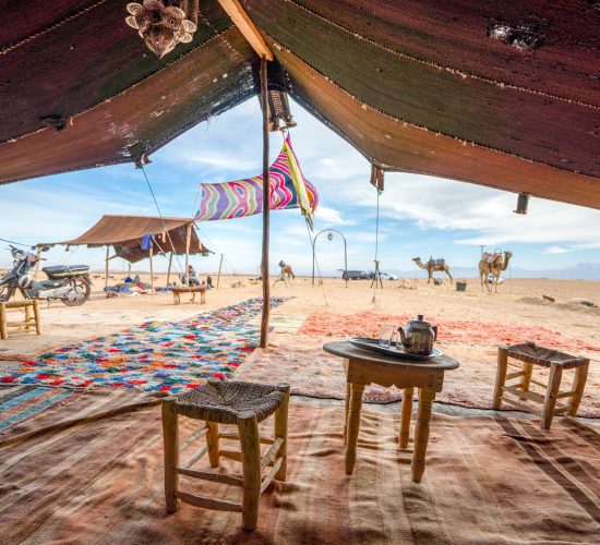 Inside,Of,Bedoiun,Temporary,Stretch,Tent,On,Agafay,Desert,,Morocco