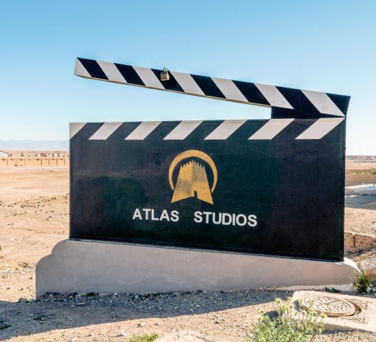 Ouarzazate,,Morocco,-,March,18,,2020:,Atlas,Studios,Information,Sign