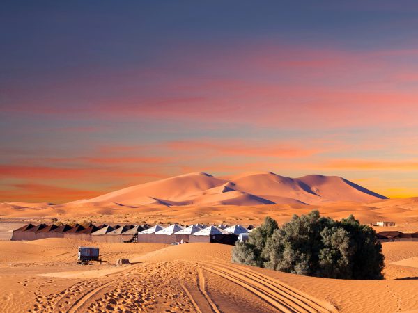 Camp,Site,Over,Sand,Dunes,In,Merzouga,,Sahara,Desert,,Morocco,