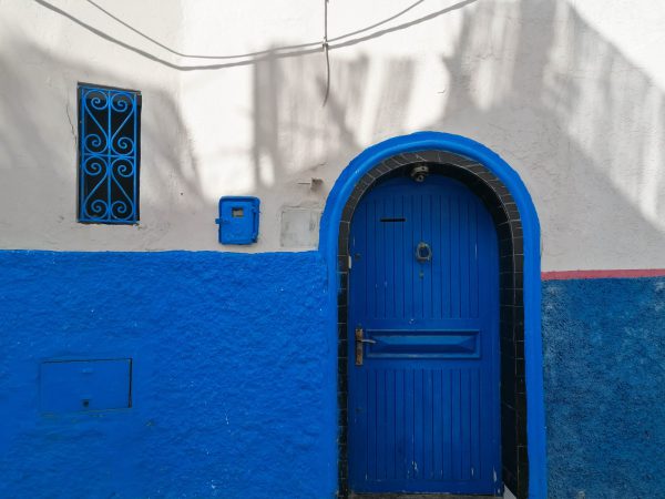 Blue,And,White,Walls,Of,The,Rabat,Medina,House,And